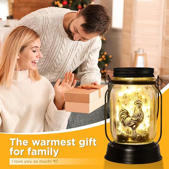 Chicken Gifts for Women/Men Cock Lovers Solar Lantern Mom Birthday, Mothers Day, Christmas Gifts, Solar Garden Decoration Outside for Yard, Patio,Backyard,Porch, Torches - Bloomnest