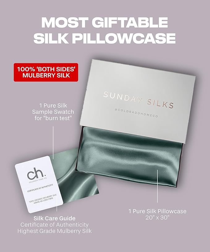 Colorado Home Co Mulberry Silk Pillowcase for Hair and Skin - Queen Size, Mineral Blue, 1 Pack - Bloomnest