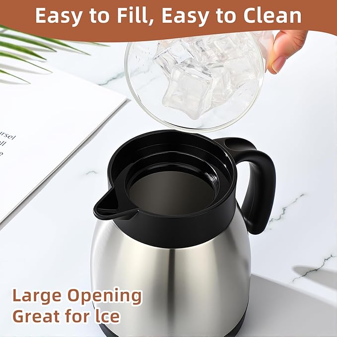 Norme 2 Pcs Thermal Coffee Carafe Insulated Stainless Steel Coffee Carafe for Hot Liquid Vacuum Thermal Pot Creamer Pitcher Dispenser with Brushes Keeping Hot Water Milk(Silver,17 oz) - Bloomnest