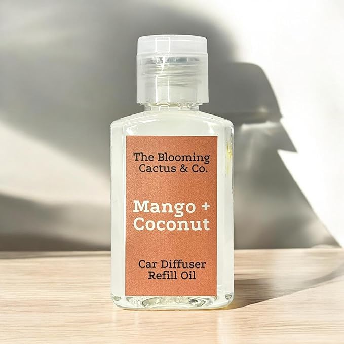 Car Air Freshener Hanging, Essential Oil Diffuser for Cars 1 OZ, Cute Car Accessories, C ar Air Freshener Refill, Long-Lasting Fragrance Refill, Car Diffuser Refill Made in USA | Mango & Coconut - Bloomnest