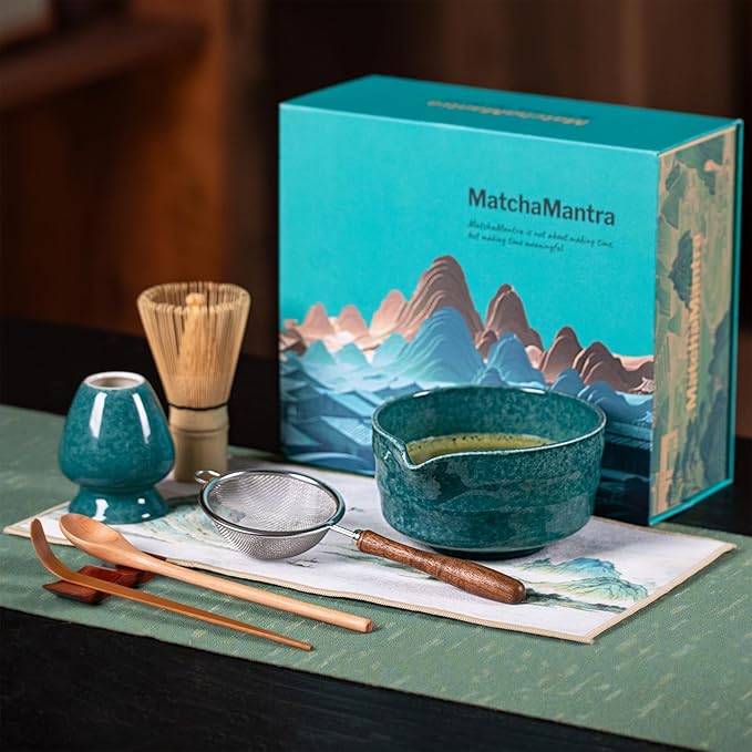 Premium Matcha Ceremony Set – Complete 9-Pcs Ritual Kit – Presented in Luxury Magnetic Gift Box, Perfect for Gifting or Self-Care (Parrot Green) - Bloomnest