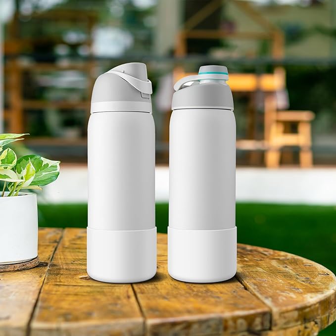 2PCS Silicone Water Bottle Boot for Owala 24oz 32oz 40oz, Anti-Slip Protective Sleeve Bottom Bumper Protector for FreeSip, Twist, and Flip Stainless Steel Water Bottles Alwenid