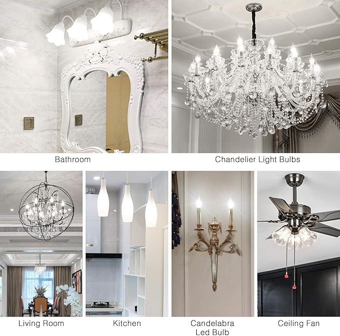 E12 Dimmable Candelabra Bulbs 40 Watt LED Candle Bulb 4000K Daylight Chandelier Light Bulb 4W Type B Light Bulb for Chandelier,Frosted Glass,400LM,6 Pack - Bloomnest