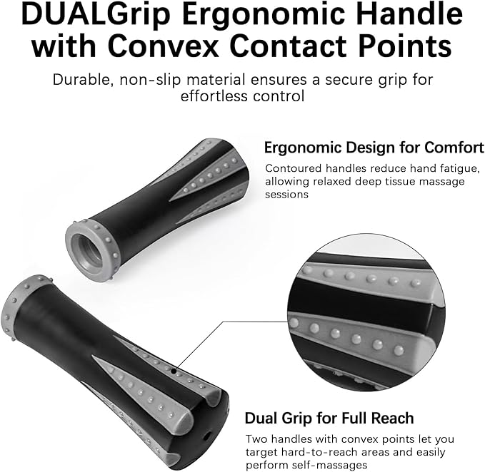 Muscle Roller Massage Roller Stick- Deep Tissue Fascia Blaster for Myofascial Pain Relief, Lymphatic Drainage & Body Sculpting, Handheld Physical Therapy & Recovery Tool (Gray black-18 inch) - Bloomnest