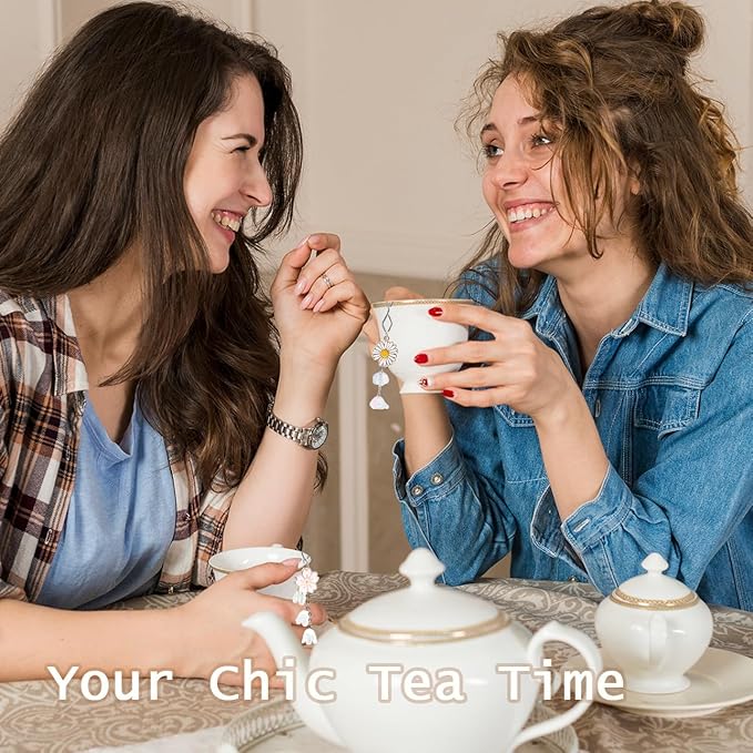 Cute Tea Infuser 2 Pack Daisy Flower Pendant Ball Filter Cute Stainless Steel Ball Mesh Strainer for Loose Tea and Spices & Seasonings (Daisy Pink White)