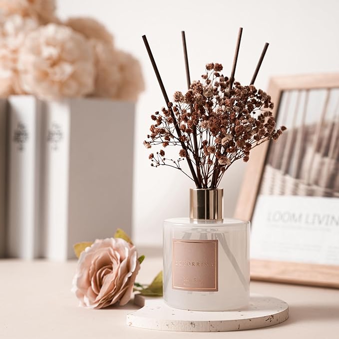 Cocorrína Reed Diffuser Sets- Satin Rose Scented Diffuser with Sticks Home Fragrance Reed Diffuser for Bathroom Shelf Decor - Bloomnest