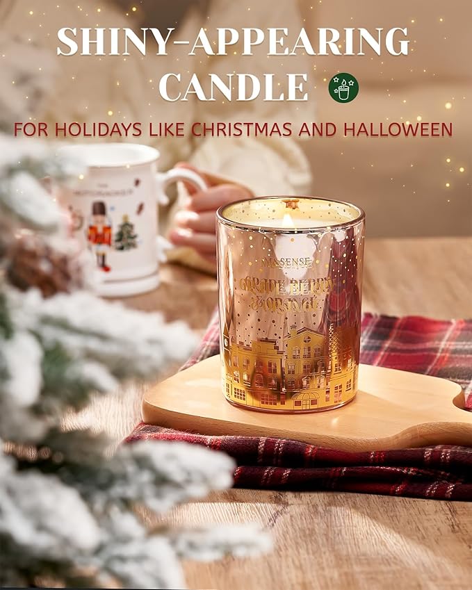 M&SENSE Grape Berry & Orange Scented Candle, Wooden Wick 18oz 100 Hour Long Lasting Burn Large Natural Soy Wax Non Toxic Winter Candle for Holiday and Stress Relief - Bloomnest