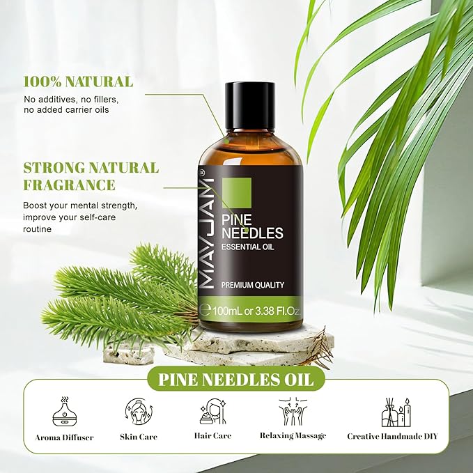 MAYJAM Pine Needles Essential Oil - Huge 3.38 Fl.oz - Premium Grade Essential Oils for Home Diffusers Skin Care - Pine Needles Oil for Soap Candle Making Scent - Bloomnest