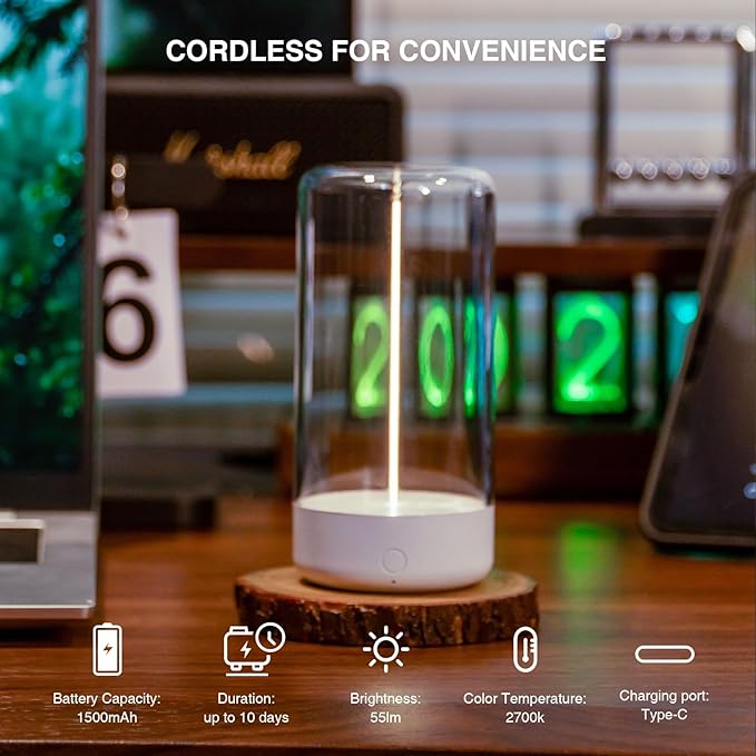 AUGE LIGHT Mini Minimalist Table Lamp Cordless LED Desk Lamp Rechargeable Modern Night Lights Portable Nightstand Lamps Unique Ambient Light Mood Lighting for Bedroom, Beside, Nursery - Bloomnest