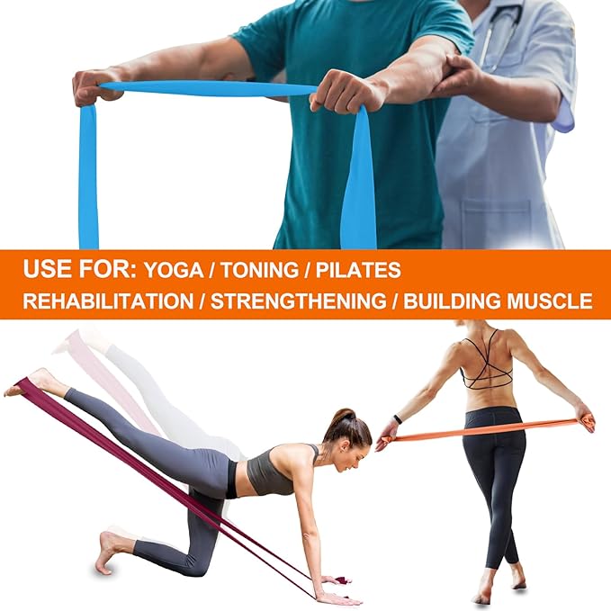 Resistance Bands,Professional Long Non-Latex Elastic Stretch Bands,Exercise Bands for Physical Therapy, Yoga, Pilates, Rehab, at-Home or The Gym Workouts, Strength Training - Bloomnest