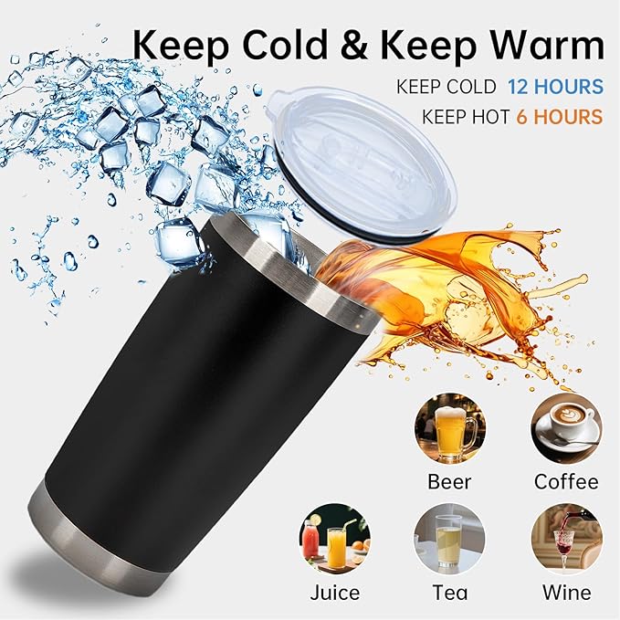 IEOVIEE 32 Pack 20oz Stainless Steel Bulk Tumblers with Lids and Straws Double Wall Insulated Travel Mug Durable Powder Coated Tumbler Bulk Cup for Cold and Hot Drinks(Black) - Bloomnest
