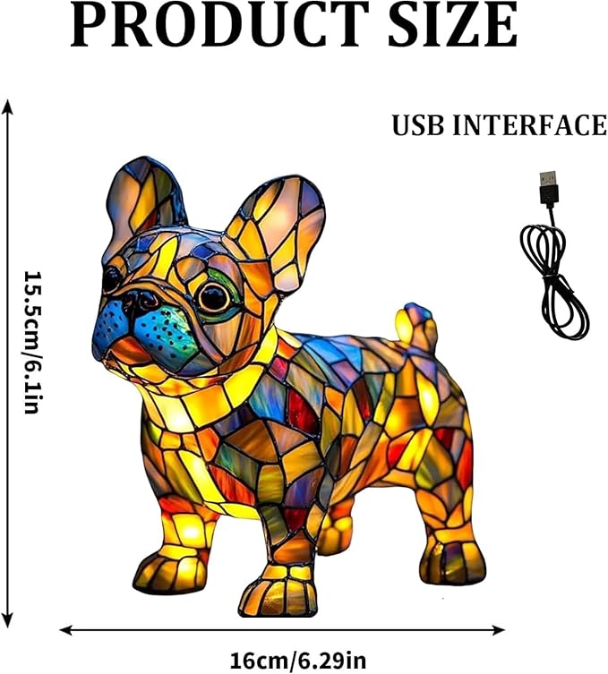 Dog lamp, 3D French Bulldog LED Table Lamp, Dyed Resin Desktop Night Lights,Cute Pet Dog Theme LED Table Lamps, Pet Themed Tabletop Decor (French Bulldog) - Bloomnest