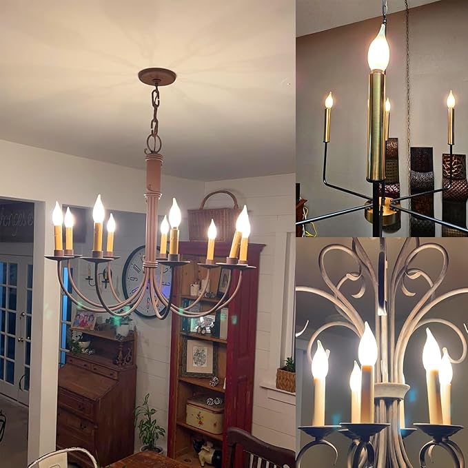 E12 Dimmable Candelabra Bulb 2700k Warm White Candle Light Bulb 40 Watt Small Base Frosted Chandelier Led Bulb E12 Bulbs 4W for Chandelier,Ceiling Fan,400lm,6 Pack - Bloomnest
