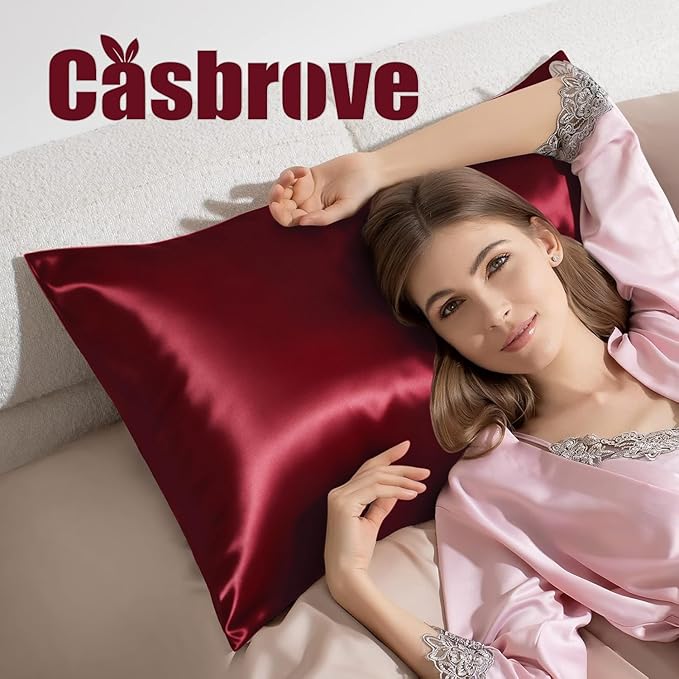 Silk Body Pillow Cover Pillow Pillowcase for Body Pillow Soft Pillow Covers Pillow Case Mulberry Silk Pillowcase for Sleep(Red,20"X 54",1pc) - Bloomnest