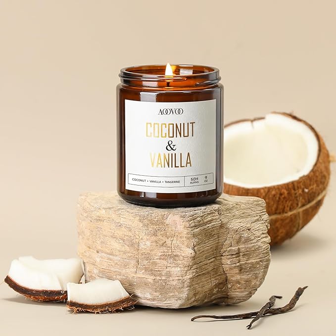 AOOVOO Coconut Vanilla Candles - 9 oz Scented Candles, Aromatherapy Candle, Soy Candle for Home Scented - Bloomnest