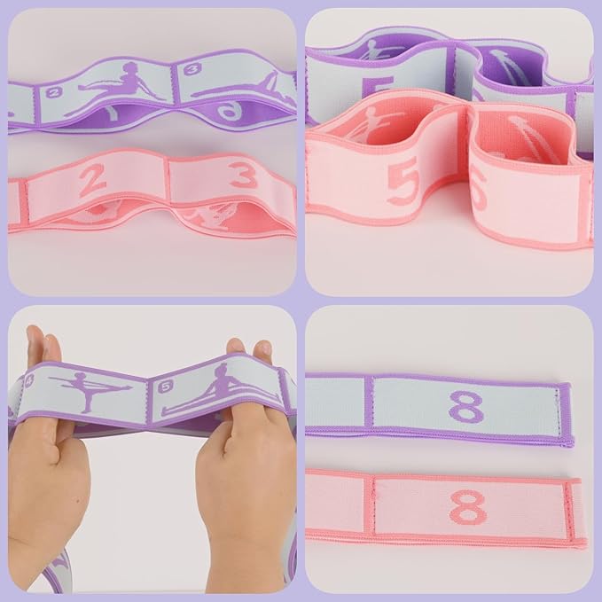 Elastic Yoga Stretching Strap with Loops, CEILIWEN Stretch Straps For Physical Therapy, Pilates Stretch Band, Elastic Exercise Bands, Leg Stretching Strap, Stretch Resistance Bands For Exercise - Bloomnest