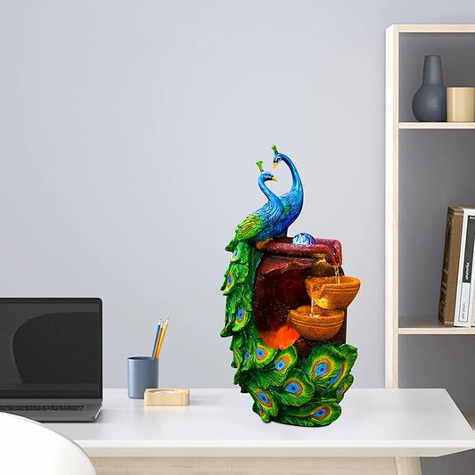 21Inch Art Decorative Animal Statue Bonsai Waterfall Fountain Humidifier with LED Lights, Water Fountains for Living Room, Bedroom, Study, Office, Meditation Room, Yoga Room, Hotel and Library - Bloomnest