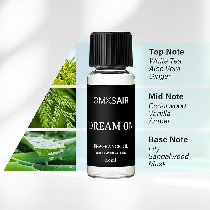 Luxury Hotel Scent Dream On Oil Diffuser Refill Kit | Long Lasting Essential Oil for Large Room,HVAC & Car Waterless Fragrance Diffusers| Nanotech Formula| Spa Calming Aromatherapy Oil (20ml/0.7FL oz) - Bloomnest