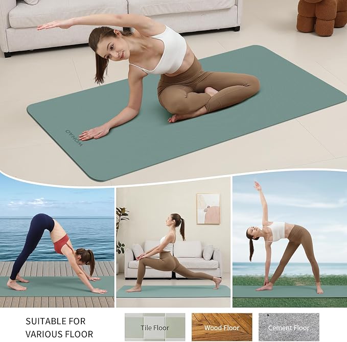 Extra Wide & Thick 8mm Yoga Mat, 72"x31.5" Large Non Slip Exercise Mat, Premium POE Material for Superior Cushioning & Stability, with Strap for Home Gym, Pilates - Bloomnest