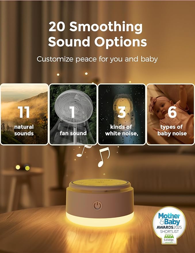 Momcozy Sound Machine for Baby-20 Soothing Sounds & Touch Warm Light Portable White Noise for Kids & Adults for Sleeping Timer and Memory | Ideal Travel Companion & Nursery Must-Have - Bloomnest