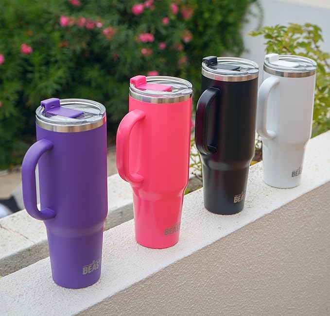 Beast 42 oz Tumbler Stainless Steel Vacuum Insulated Coffee Ice Cup Double Wall Travel Flask (Deep Purple) - Bloomnest