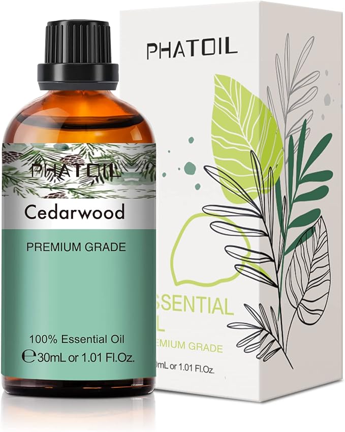 Cedarwood Essential Oil, 1.01Fl.Oz (30ML) PHATOIL Pure Essential Oil Singles for Aromatherapy Diffusers, Humidifiers, Great for DIY Candle and Soap Making, Gift for Friend