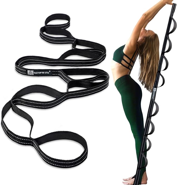 Premium Durable Stretch Straps with Loops, Stretching Strap for Physical Therapy, Multi-Loop Yoga Strap Fitness Exercise Strap for Yoga, Pilates, Dance, Flexibility&Exercise - Bloomnest
