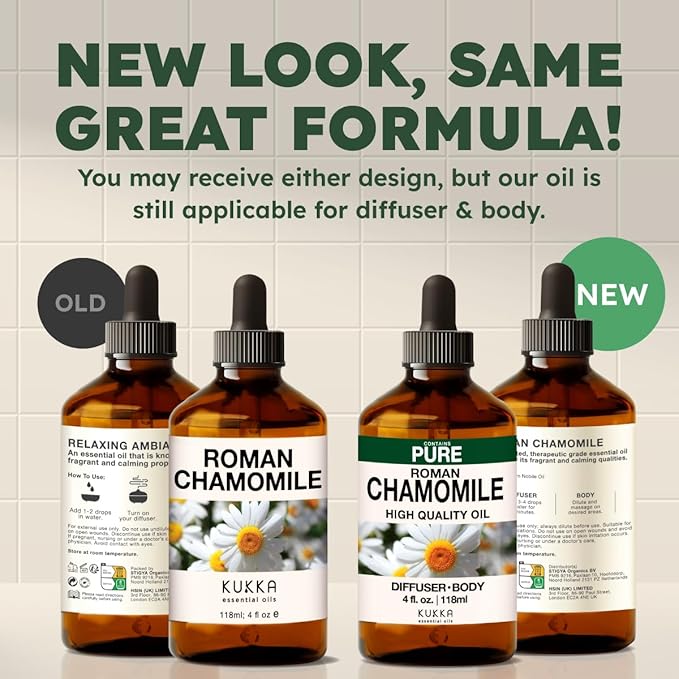 KUKKA Roman Chamomile Essential Oils - 4 Fl Oz - for Hair, Skin, Diffuser, Aromatherapy & DIY Soap Making Scent - Bloomnest