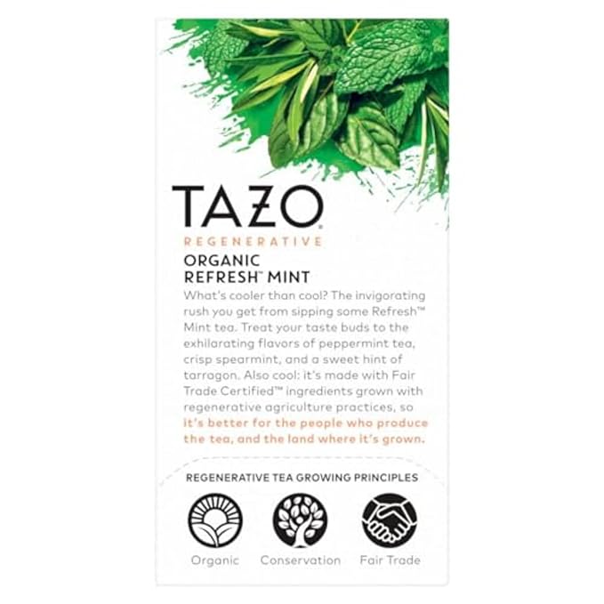 TAZO Refresh Mint Herbal Tea Bags, Caffeine Free, 96 Total Tea Bags (16ct - Pack of 6) - Bloomnest