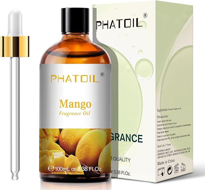 PHATOIL 3.38FL.OZ Mango Fragrance Oils for Aromatherapy, Essential Oils for Diffusers for Home, Perfect for Diffuser, Yoga, Skin Care, DIY Candle and Soap Making - 100ml - Bloomnest