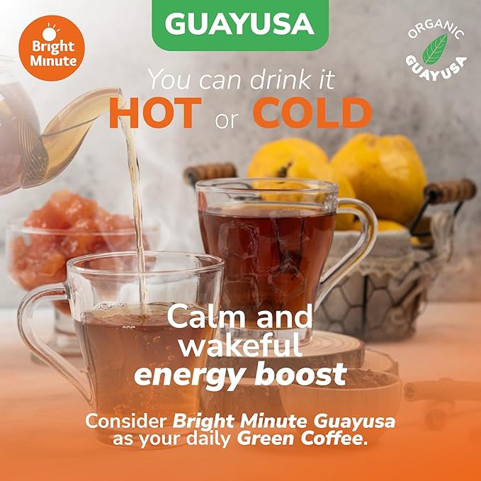 Bright Minute Guayusa infusion 50 teabags | Coffee Alternative & Addition | 55mg of natural caffeine per small 1.5G (0.05OZ) bag, Calm and Wakeful Energy Boost! - Bloomnest