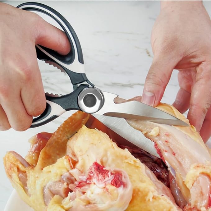 Kitchen Scissors Utility Chopping Scissor Professional Shears for Meat Cutting Sharp Kitchenaid Shears Multipurpose Scissor for Food Outdoor BBQ No Rust + 100 Pcs Plastic Gloves Disposable - Bloomnest