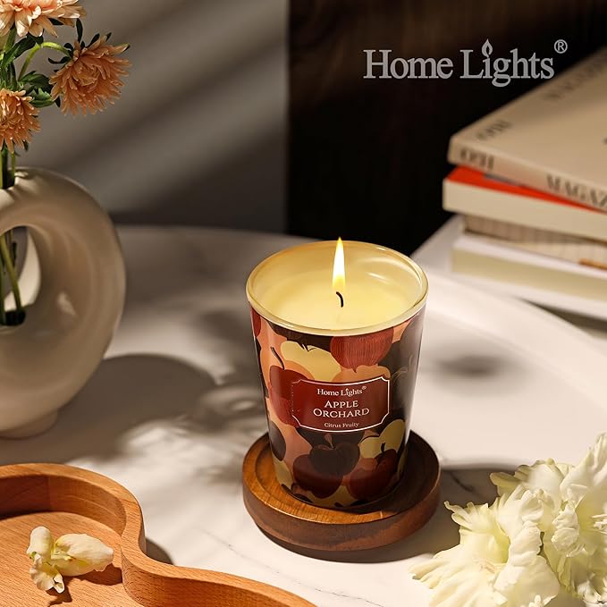 HomeLights Soy Wax Candles for Home Scented, 1-Wick Candles in Apple Orchard Scented, Aromatherapy Candles Gift for Parties, Relaxing, Eclectic Mixed Styles, 6.7oz - Bloomnest