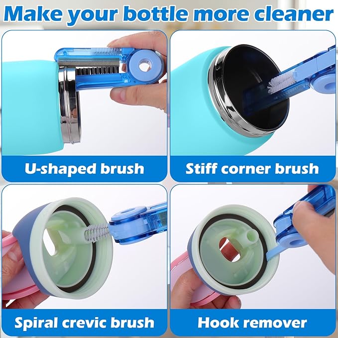 Palksky Water Bottle Cleaning Brush Kit, Brush and Straw Cleaner for Owala, 5 PCS Palksky