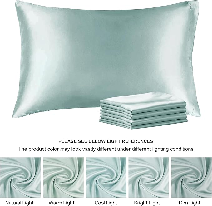 BEDELITE Satin Pillowcase for Hair and Skin, Super Soft Similar to Silk Pillow Cases 4 Pack with Envelope Closure, Cooling Pillowcases for Women Men (20"x30" Queen Size, Haze Blue) - Bloomnest
