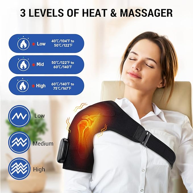 ERHIVORA Shoulder Heating Pad with Massage, FSA Eligible Items List, Heated Shoulder Wrap for Pain Cordless, HSA Approved Products Only - Bloomnest