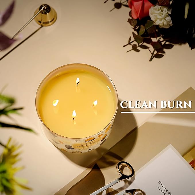 HomeLights Scented Candles for Women & Men, 18oz Candle Jars Aromatherapy 4-Wick Candle, Ideal for Rustic Modern Home Decor and Gifts, Whipped Vanilla Cake - Bloomnest