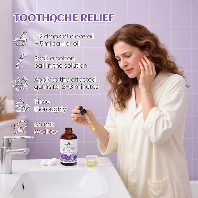 EVOKE OCCU Clove Oil for Teeth and Gums - Oral Care, Toothache Relief & Fresh Breath - DIY Mouthwash - 4 Fl Oz - Bloomnest