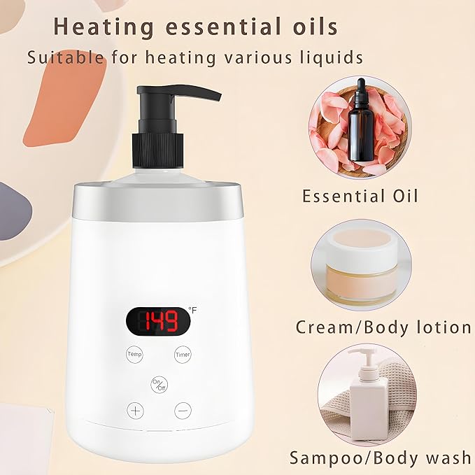 Massage Lotion Warmer Professional Electric Lotion Digital Heater for SPA, Compact Oil Warmer Heated Bottle for Beauty Salon Home,Automatic Thermostat Cream Heater wiht Two Oil Dispenser Bottle Funnel - Bloomnest