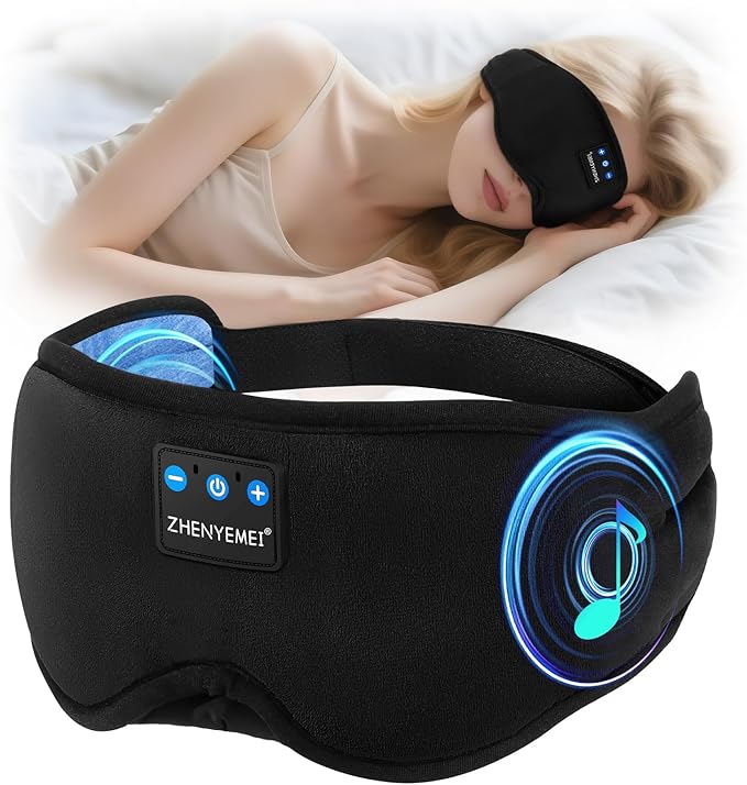 Deep Sleep Mask with Bluetooth 5.4 Headphones - Blackout Sleeping Mask Side Sleeper Eye Masks Earphone Rechargeable Headband Wiless Music Ear Muffs Portable Travel Essentials Gift for Women Men Mom - Bloomnest