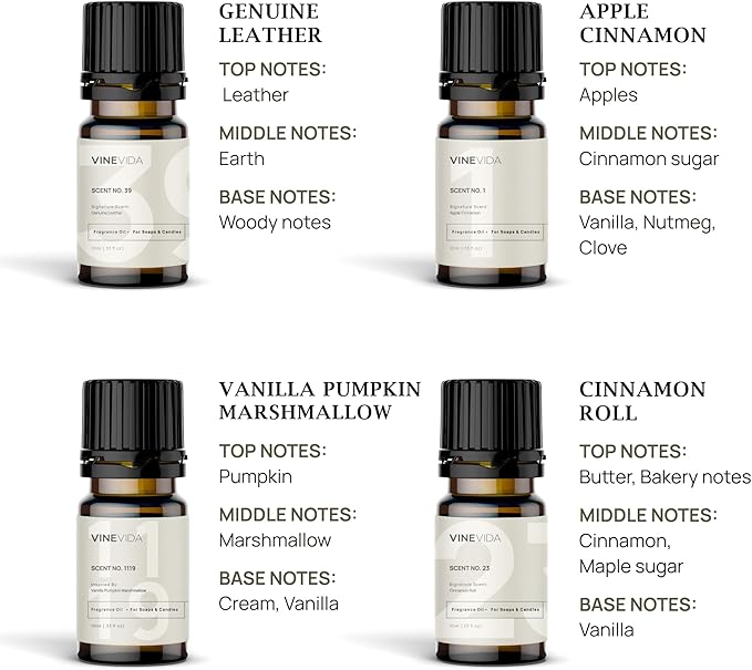 VINEVIDA [Set of 8] Fall Scents for Candle Making, Made in USA Candle Fragrance Oil, Soap Making Essential Oils, Diffuser Oil Scents - Bloomnest
