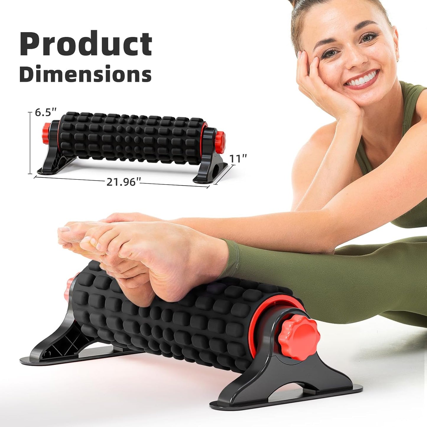 XL IT Band Firm Foam Roller with Resistance Holder - 17 inches - Exercise Roller for IT Band Issues, Deep Tissue Muscle Massage, Muscle and Back Roller for Fitness, Gym Equipment (Black)