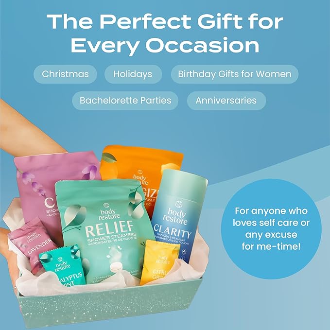 Body Restore Shower Steamers Aromatherapy 30 Pack – Valentines Day Gifts for Her and Him, Birthday Gifts for Women and Men, Relaxation, Stress Relief, Self Care – Collector’s Box - Bloomnest