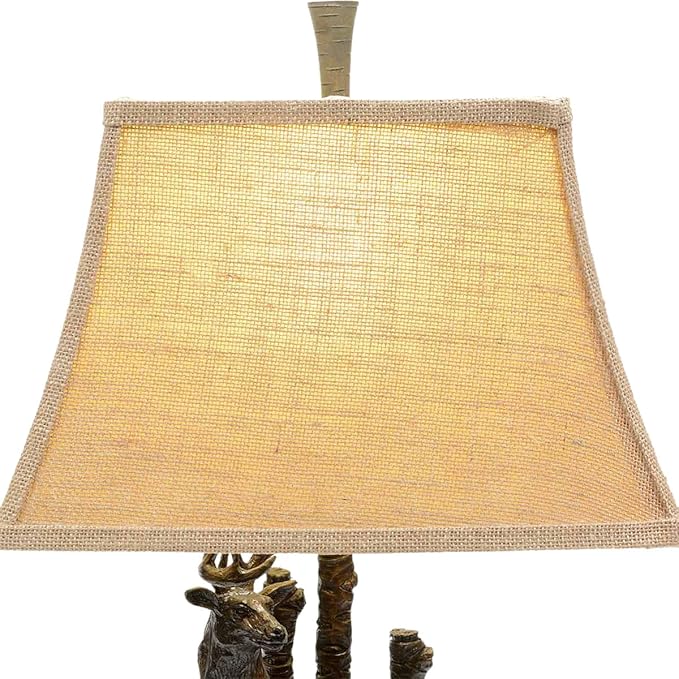 BLACK FOREST DECOR Bronze Deer Table Lamp - Rustic Lodge Desk Lamp for Cabin or Living Room - Bloomnest