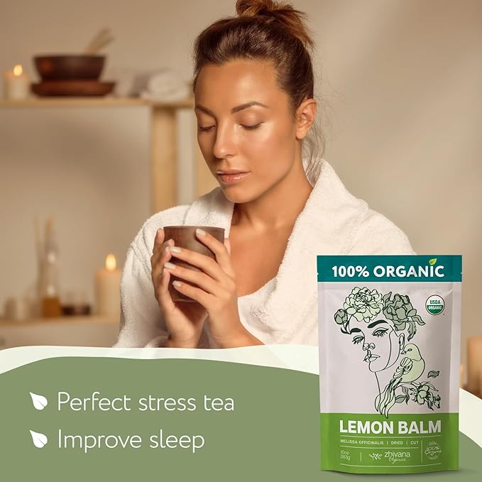 Melissa Tea Organic (10oz.) - Lemon Balm Tea Organic Loose Leaf - Te de Tolonjil - Natural Support for Anti-Stress, Sleep, Blood Pressure, Digestion - Bloomnest