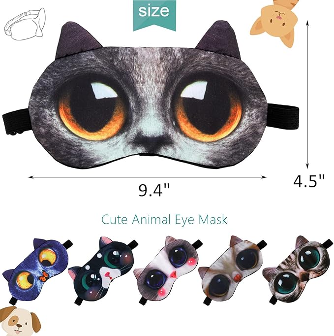 ZOOFOX 16 Pack Cute Animal Eye Mask, Soft Blackout Blindfold Sleeping Mask with Adjustable Strap, 3D Funny Eye Cover for Women Men Kids Plane Travel Yoga Office Snap Night Sleeping - Bloomnest