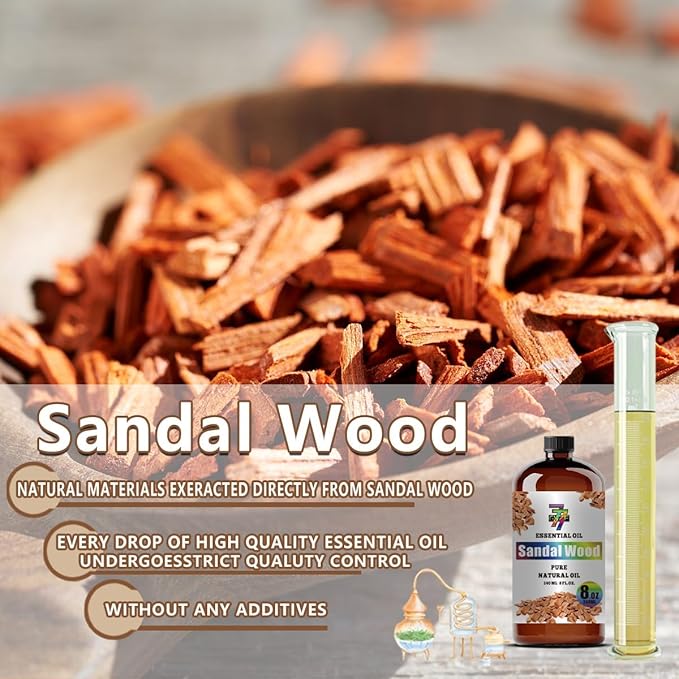 Sandalwood Essential Oil (8 oz/240 ml) — Sandalwood Oils for Aromatherapy, diffusers, humidifiers, Home fragrances, DIY Skin Care, Soap Making, DIY Candle, Yoga, and Meditation - Bloomnest
