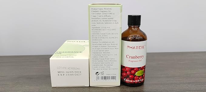 PHATOIL 3.38FL.OZ Cranberry Fragrance Oils for Aromatherapy, Essential Oils for Diffusers for Home, Perfect for Diffuser, Yoga, Skin Care, DIY Candle and Soap Making - 100ml - Bloomnest