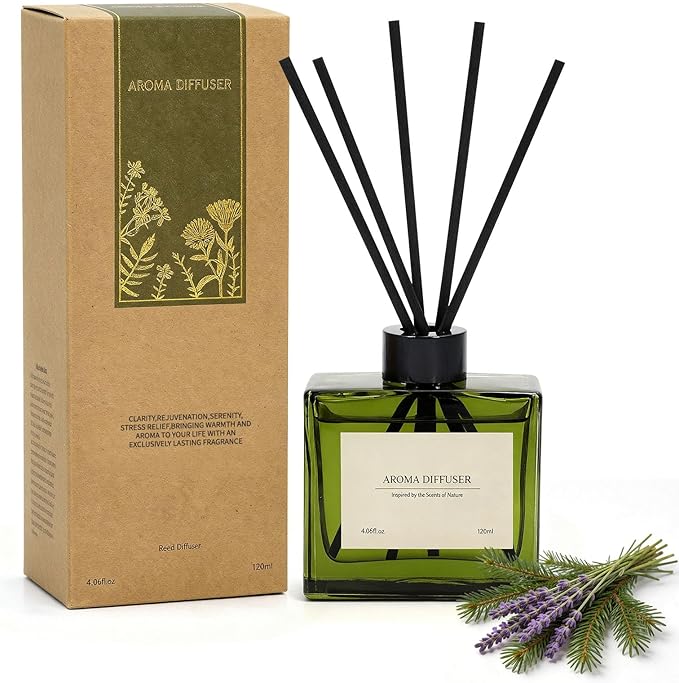 Reed Diffuser, 4 oz French Juniper Lavender Scent Diffuser with 10 Sticks, 90 Days Long Lasting Reed diffusers for Home, Elegant Fragrance for Bathroom Bedroom Office Decor, Air Fresh - Bloomnest