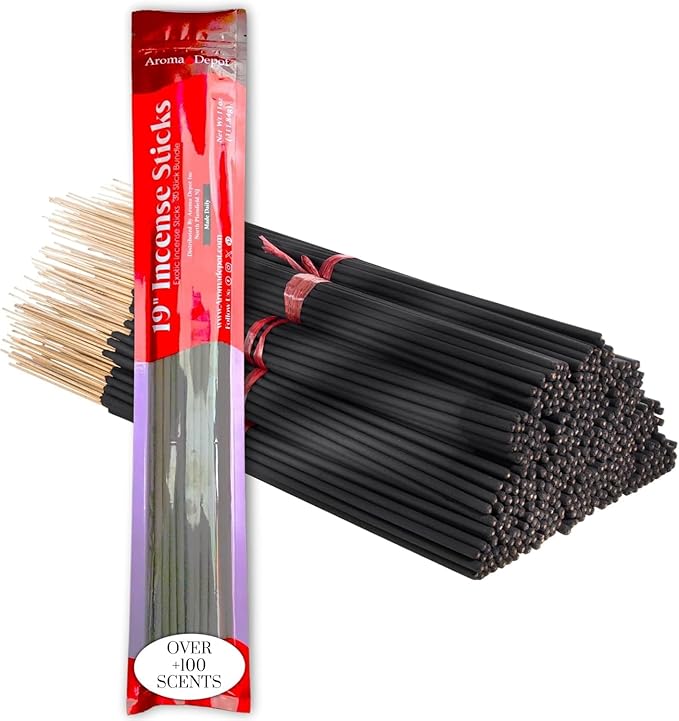 Aroma Depot 19'' Nag Champa Most Exotic Incense Sticks. One Bundle Approx 27 to 30 Sticks, Jumbo 19 inch Long, Natural 19'' Extra Large Incense Sticks. Burns for 3 to 4 Hours Each. Long Lasting AromaDepotInc